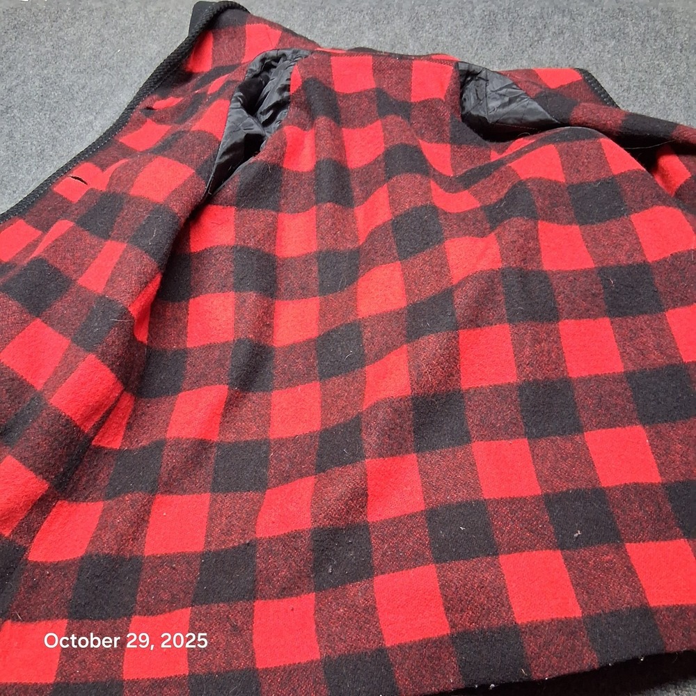 Womens Black‎ Wool Hooded Coat Buffalo Plaid Lined Size XL - Picture 7 of 8